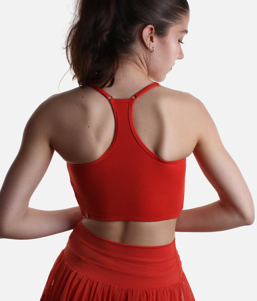 CORSET CROP BRALETTE - Adjustable Straps, Ribbed Support, Low Impact Activewear