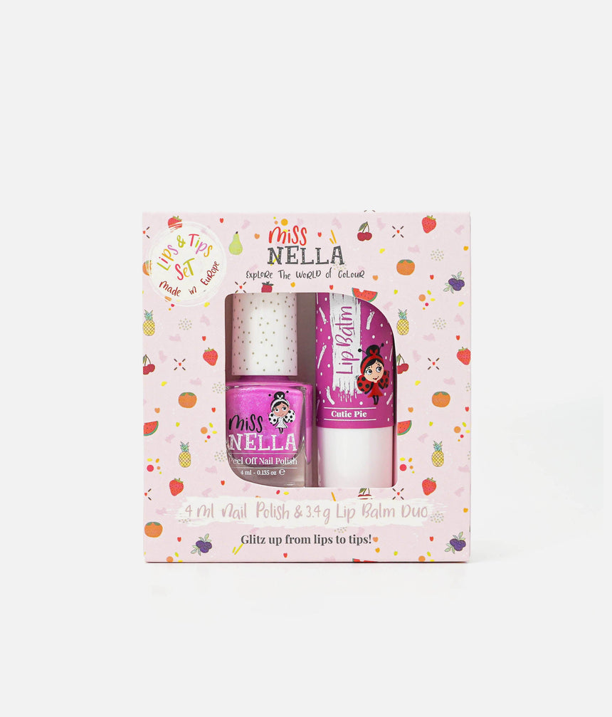 Girls Beauty Set, Blueberry Smoothie Nail Polish + Cutie Pie Lip Balm