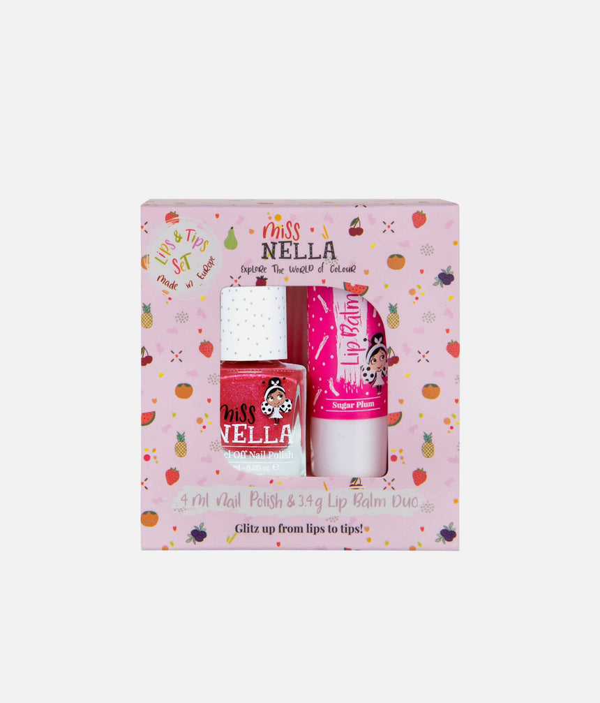 Girls Peel-Off Nail Polish & Sugar Plum Lip Balm Gift Box, Fun & Safe