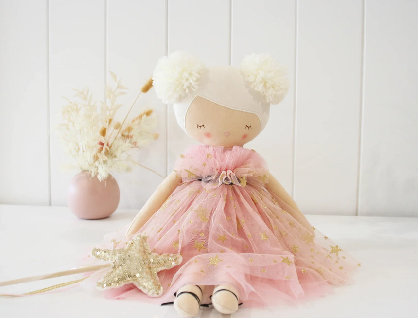 Soft Doll with BLONDE Pom Pom Hair & Tutu Dress - HALLE BALLERINA