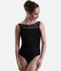 Sleeveless Dance Leotard with Floral Mesh Detail - ADELE
