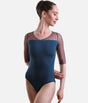 Long Sleeve Leotard, Open Back, Floral Mesh - ANOUK