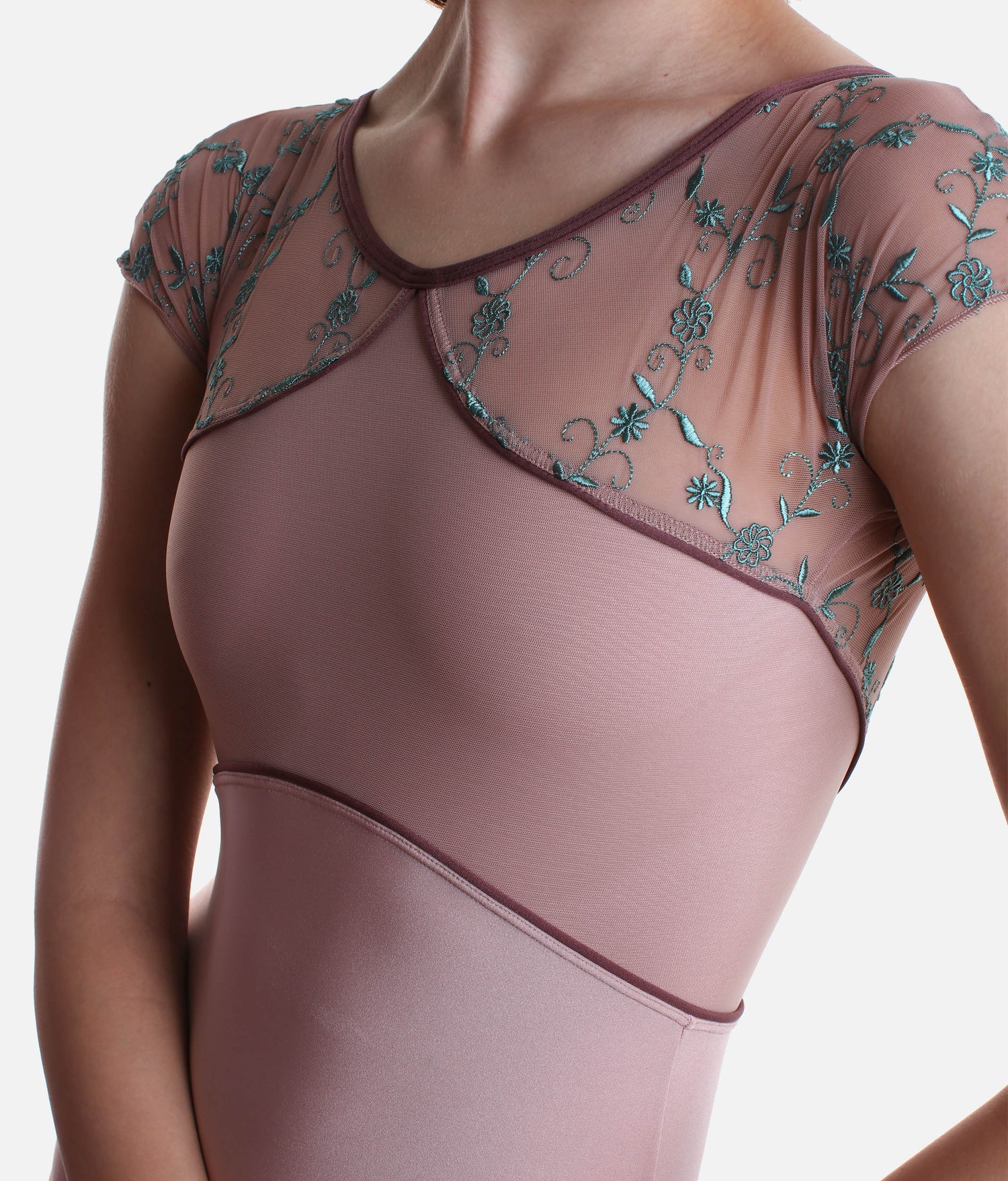Embroidered Tulle Cap Sleeve Dance Leotard - ARTEMIDE GL