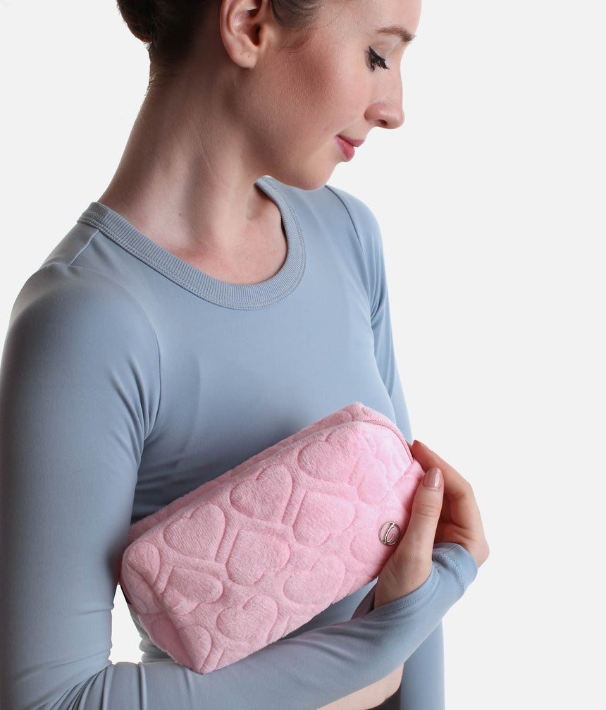 Pink Heart Pouch, Lightweight Quilted Bag for Dance Essentials - B320