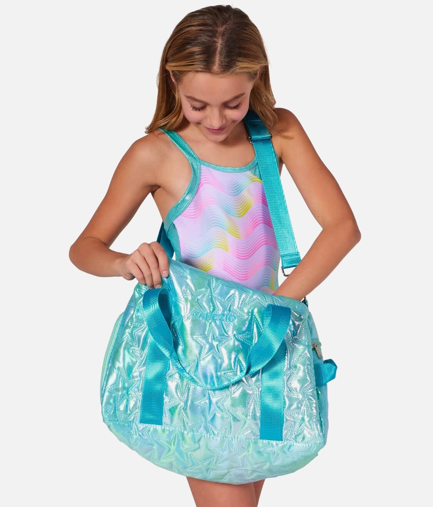 Metallic Star Duffle, Dance Bag With Shoe Pocket - B323