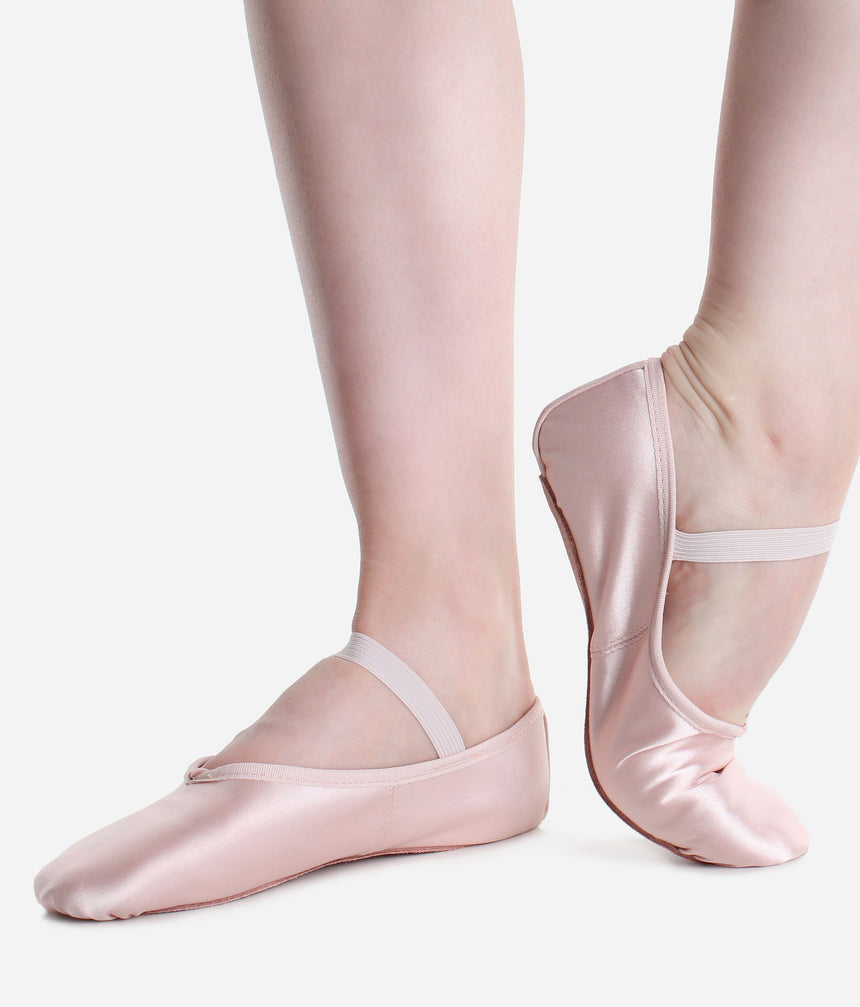 Children’s Satin Ballet Shoes, Full Sole, Pre-Sewn Elastic, Ideal for Beginners - BAE16