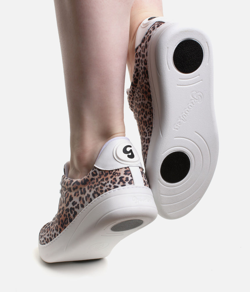 Groovies BALI Dance Sneakers, Leopard Style with Spin Sole