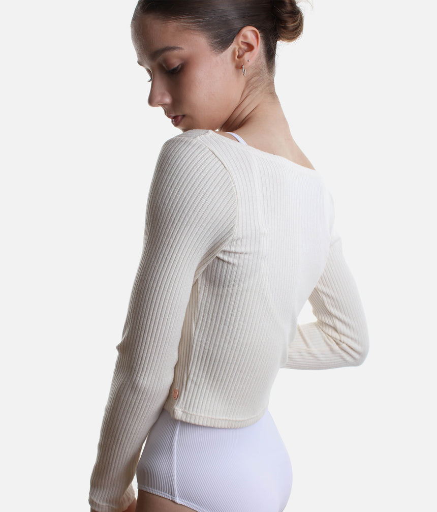 Reversible Knit Ballet Top • Cropped Long Sleeve Warm-Up - Mila