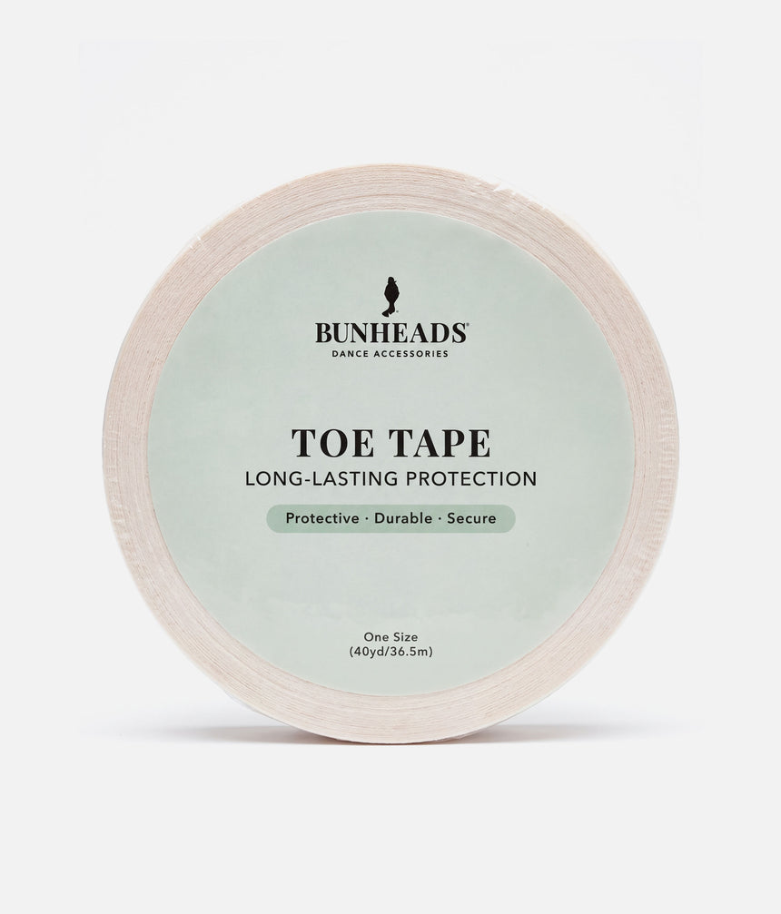 Bunheads Toe Tape roll with a pale green front label showing one size, 40 yards / 36.5m.