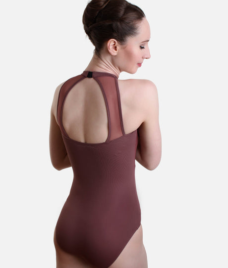 High Neck Leotard, Romantic Embroidered Rose Design - BOUVIER