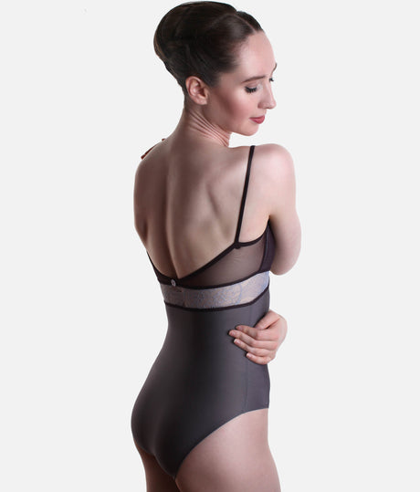 Elegant Camisole Leotard with Crisscross Lace Waistband - BRIGID CL