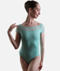 Lace Cap Sleeve Leotard, Elegant Boatneck Dancewear - BY11
