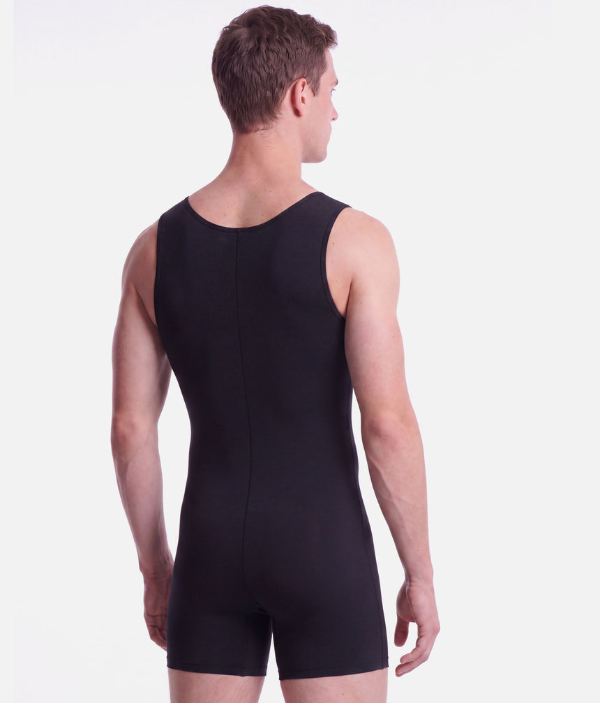 Men’s Black Zip-Front Dance Unitard BY39