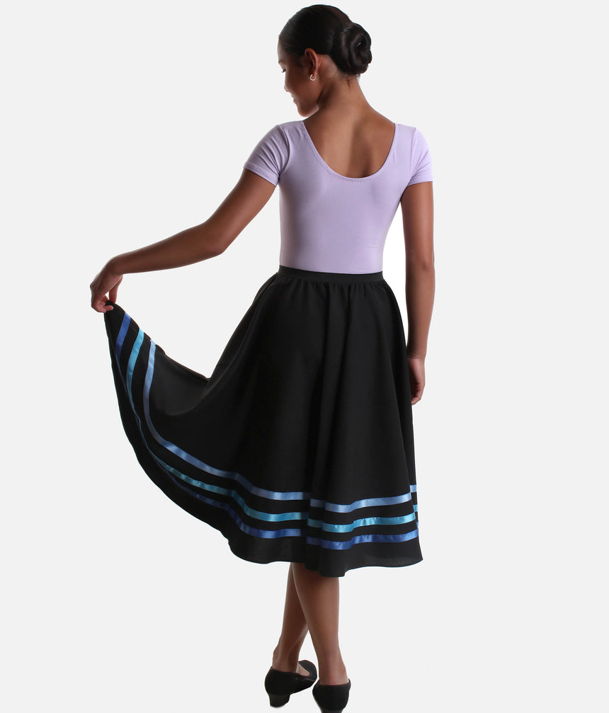 Girls Character Dance Skirt - RAD & ISTD Approved with 3 Ribbon Stripes