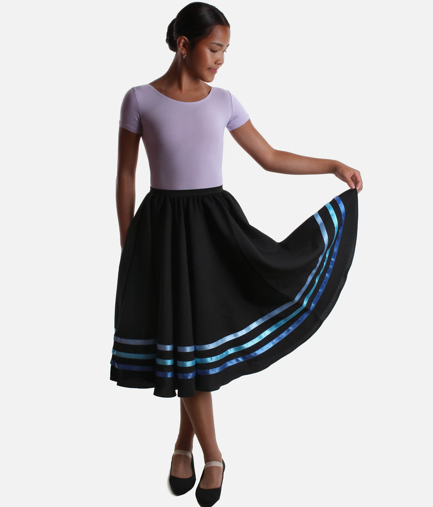 Girls Character Dance Skirt - RAD & ISTD Approved with 3 Ribbon Stripes