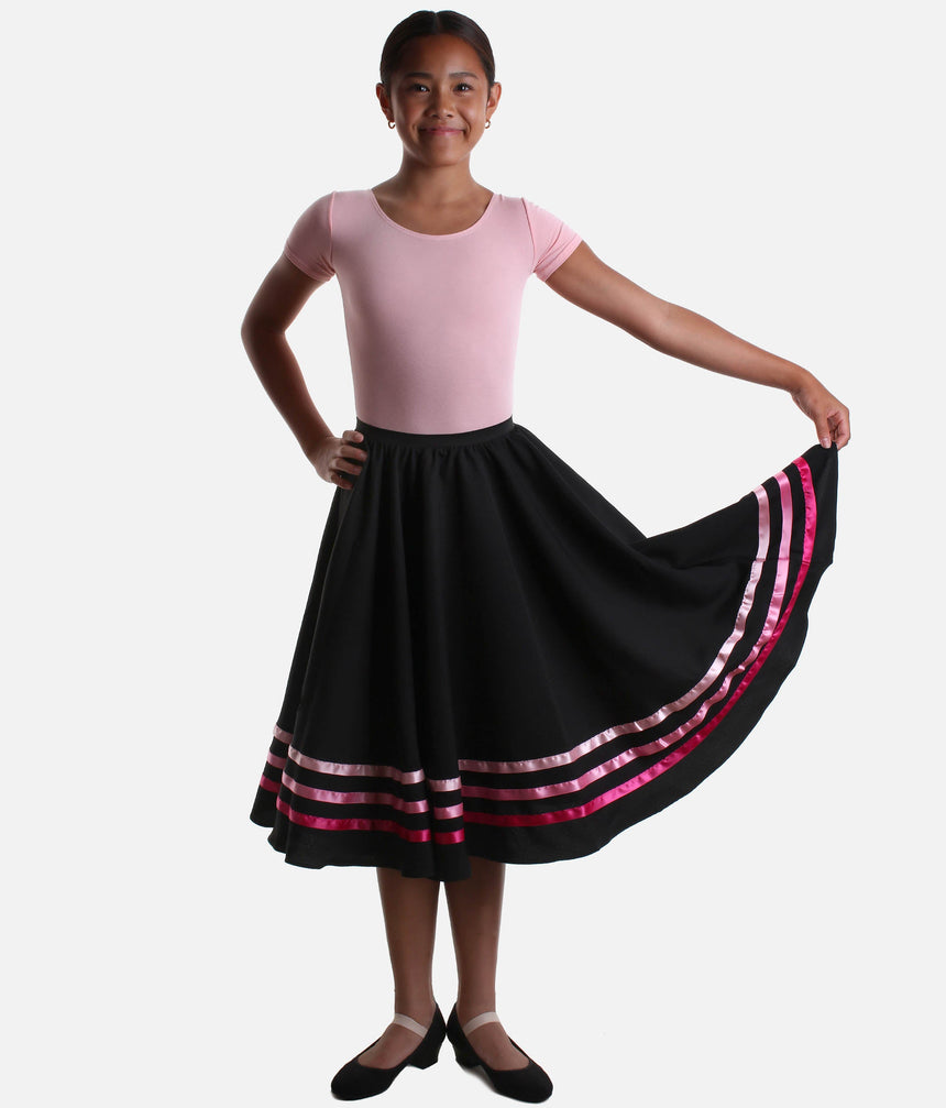 Girls Character Dance Skirt - RAD & ISTD Approved with 3 Ribbon Stripes