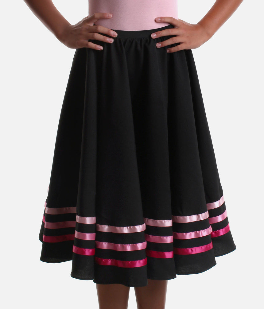 Girls Character Dance Skirt - RAD & ISTD Approved with 3 Ribbon Stripes