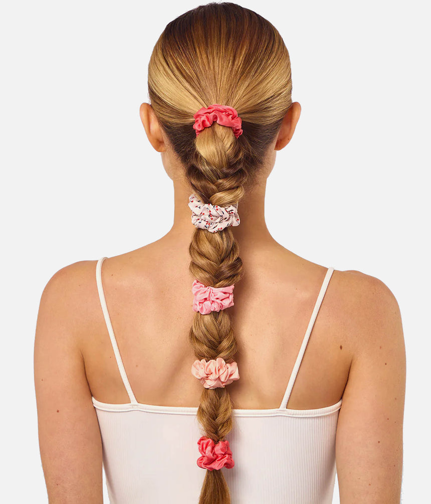 Petite SATIN SCRUNCHIES, 5pc Gentle, Stylish & Crease-Free Ties