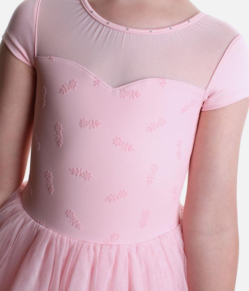Girls Nora Floral Cap Sleeve Tutu Dress • Candy Pink CL20012