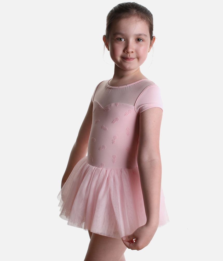 Girls Nora Floral Cap Sleeve Tutu Dress • Candy Pink CL20012