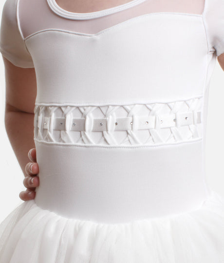 Girls Cap Sleeve Tutu Dress, Twist Detail - CL9262