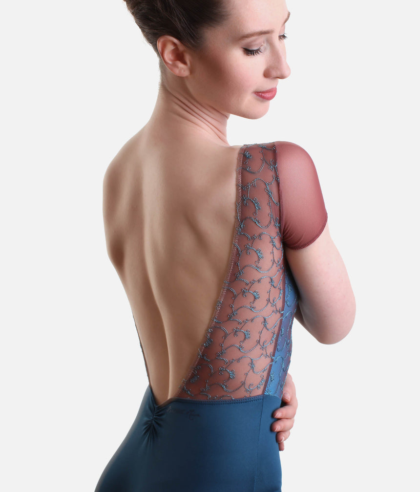 Professional Cap Sleeve Dance Leotard with Open Back - CORALIE