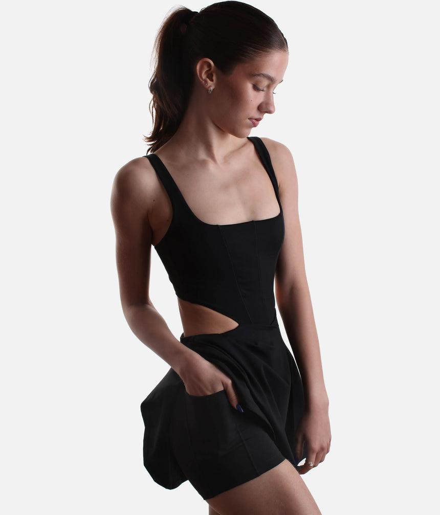 CUT IT OUT DRESS – Active Skater Dress with Pockets & Built-in Shorts