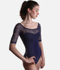 Elegant Dance Leotard, Lace Sleeves, Sweetheart Neckline, Low Back - AFRODITE DI