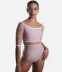 Boat Neckline Ballet Leotard with Lace Sleeves & Waist Detail - AFRODITE DI ROSE