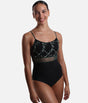 Elegant Black Camisole Dance Leotard with Sheer Detail - BRIGID DI NERO