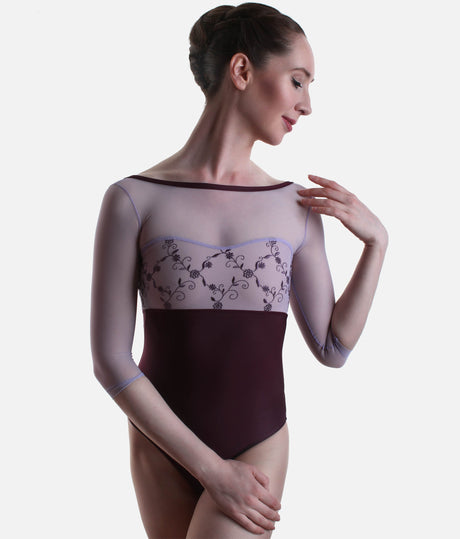 Low Back Embroidered Dance Leotard, Classy Collection - DIANA CL