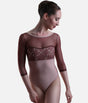 Low Back Leotard, Elegant Neckline & Floral Tulle - DIANA CL