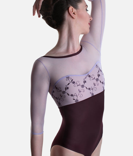 Low Back Embroidered Dance Leotard, Classy Collection - DIANA CL