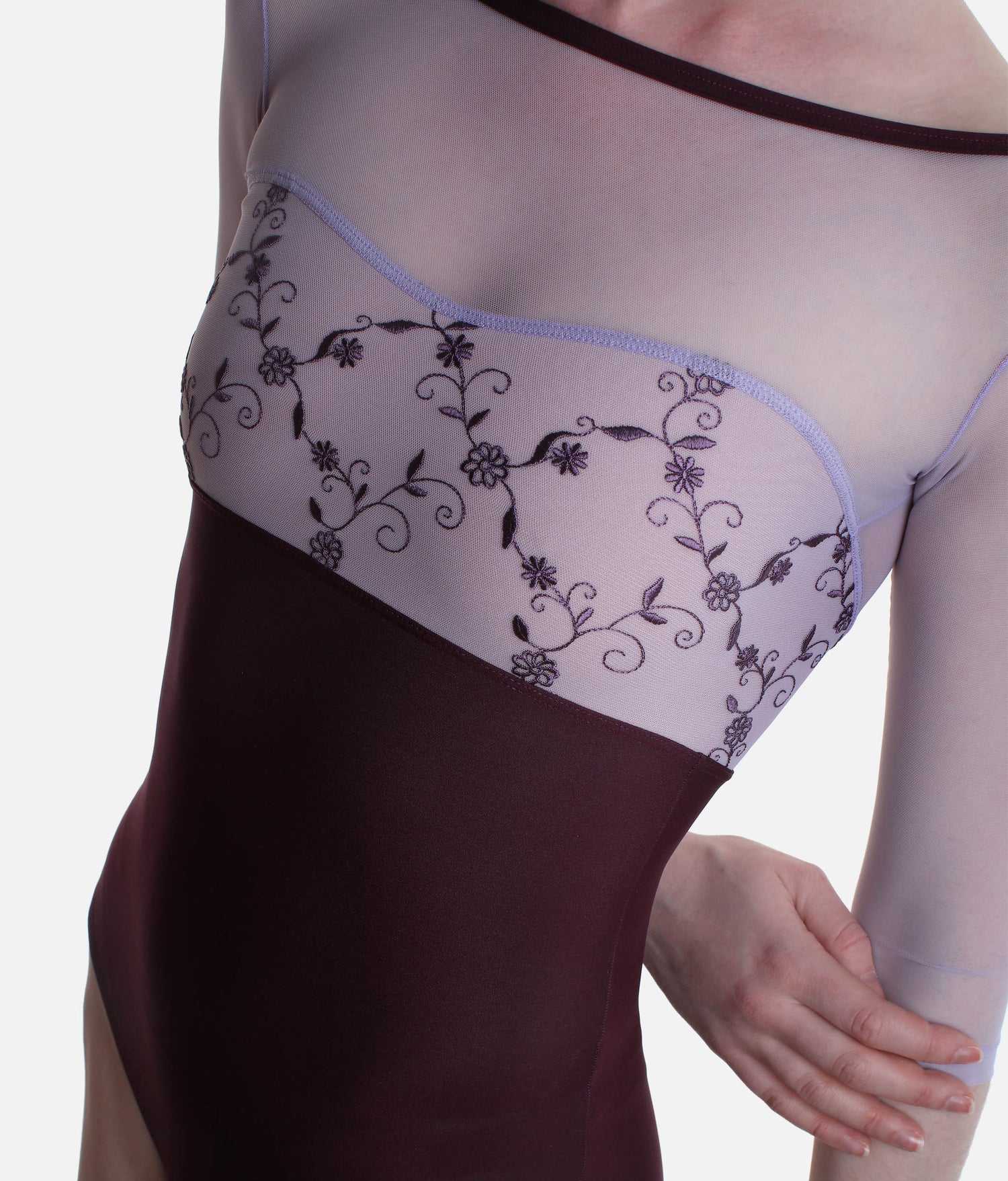 Low Back Embroidered Dance Leotard, Classy Collection - DIANA CL
