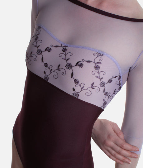 Low Back Embroidered Dance Leotard, Classy Collection - DIANA CL