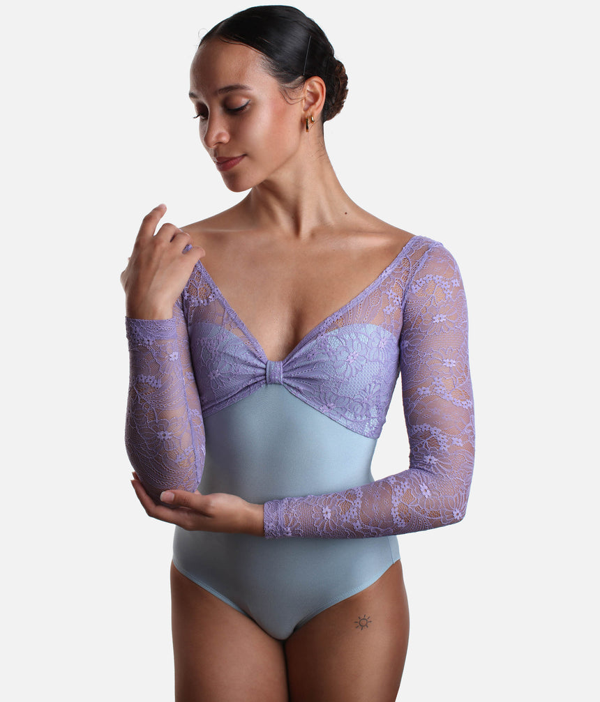 Ballet Leotard with Long Lace Sleeves, Icons Collection - VENERE DI ACQUA