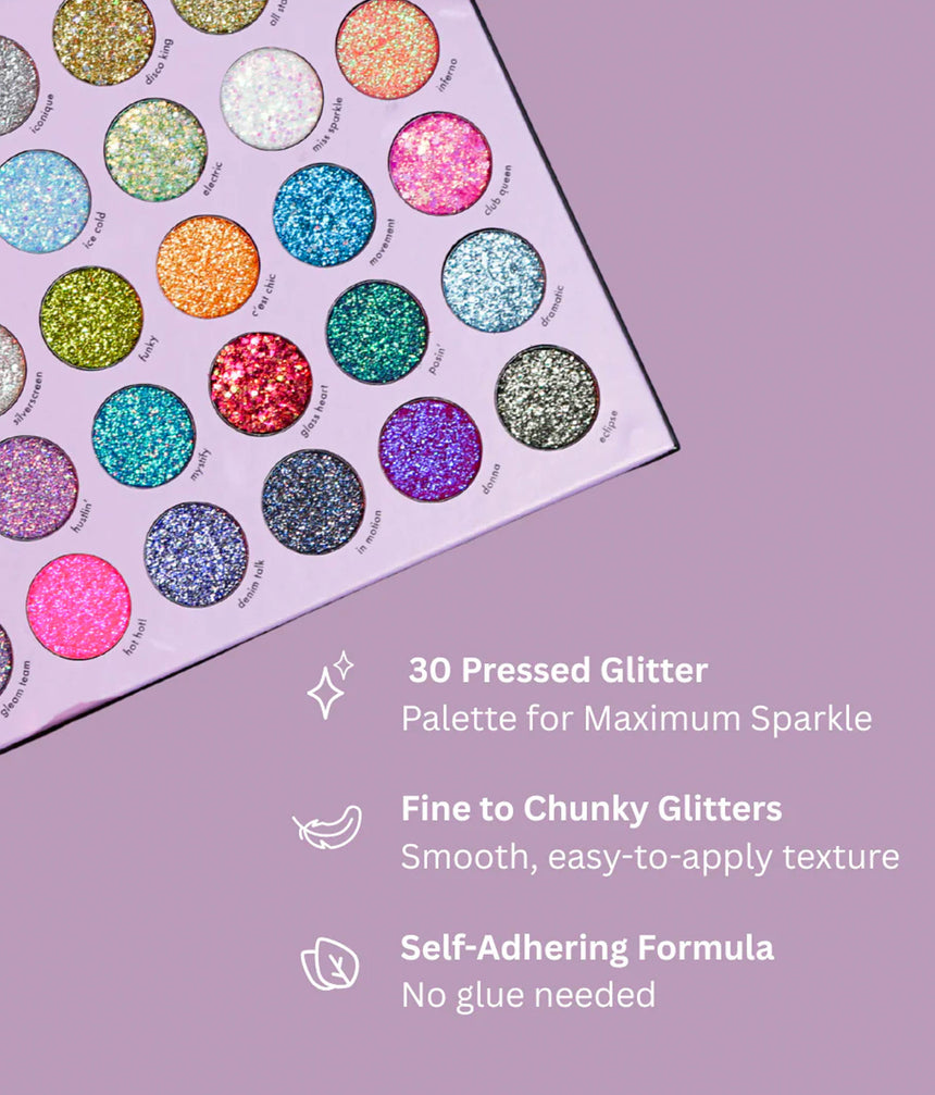 GLITTER PALETTE 30 Sparkly Shades for Face, Eyes & Body - ELECTRIC DISCO