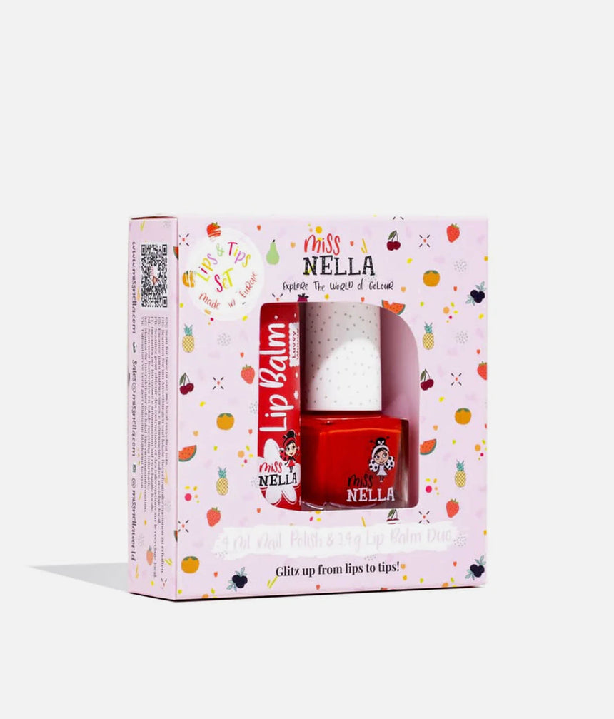 Girls Peel-Off Nail Polish & Sugar Plum Lip Balm Gift Box, Fun & Safe