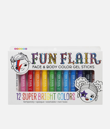 COLOUR GEL STICKS, 12 Washable Bright Shades for Hair, Face & Body