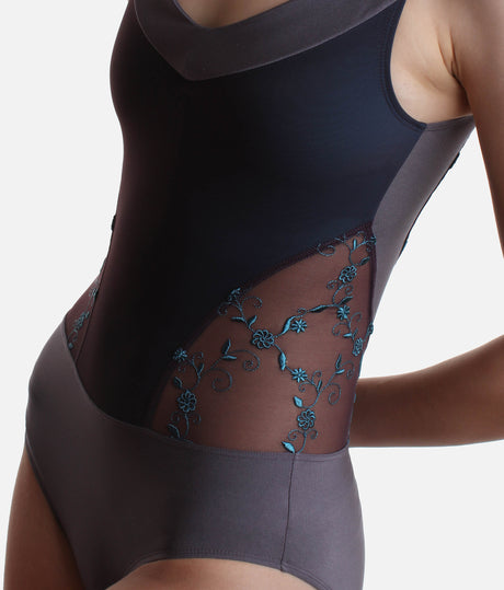 Premium Deep V Ballet Leotard with Contour Tulle - GIUNONE GL