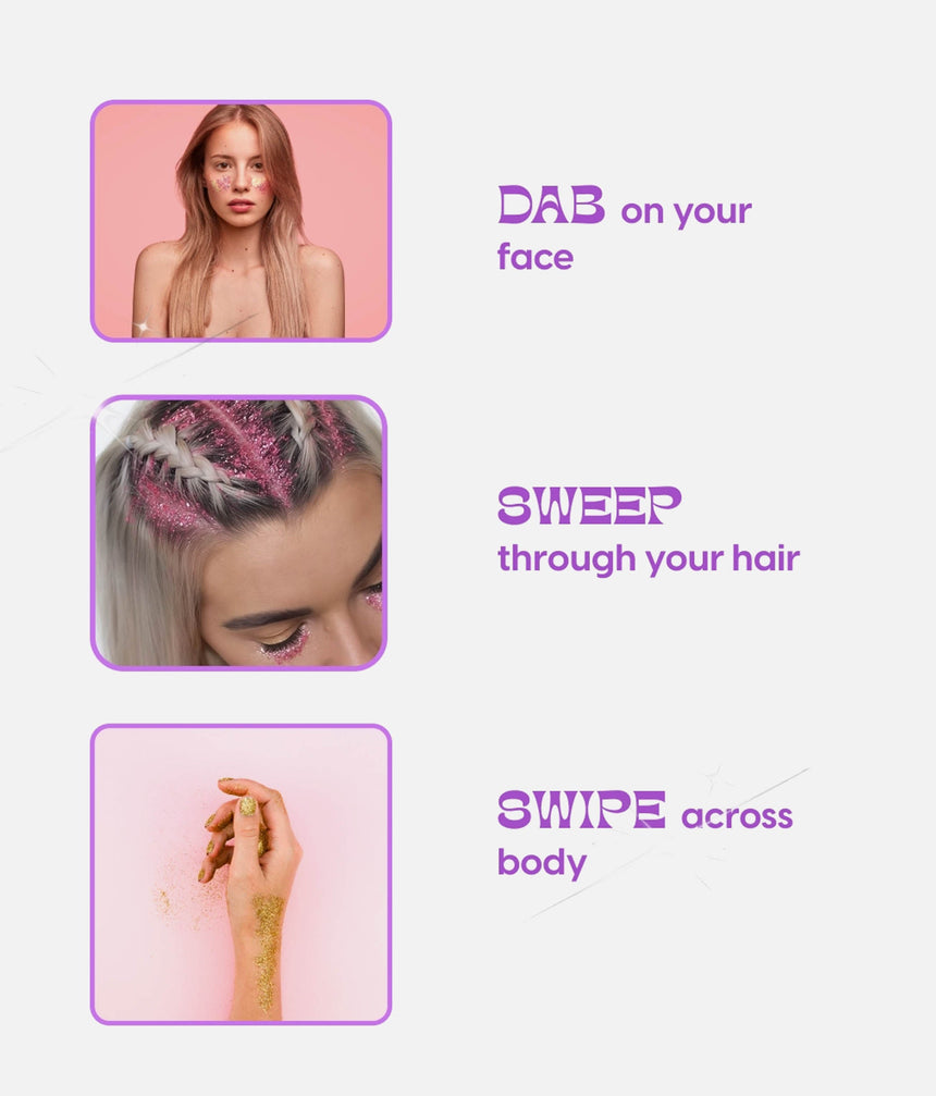 Hair & Body Glitter Gel, Single Packs, Long-Lasting Non-Sticky - SPARKLE GEL