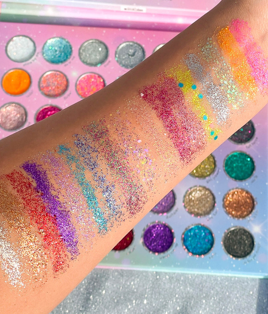 Eye & Body Glitter Palette with 42 Bold, Holographic & Metallic Shades - MEGA GLITZ