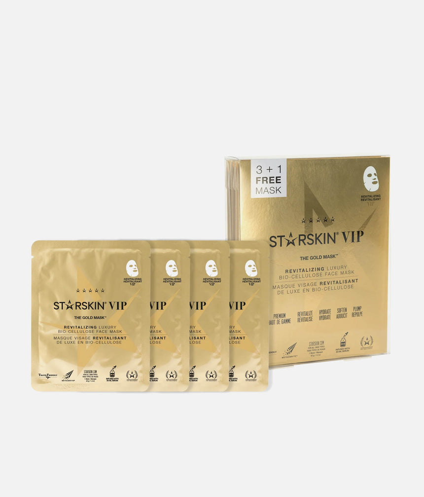 VIP THE GOLD MASK 3+1 Set, Luxury Bio-Cellulose Hydrating Face Mask