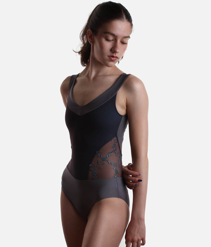 Premium Deep V Ballet Leotard with Contour Tulle - GIUNONE GL