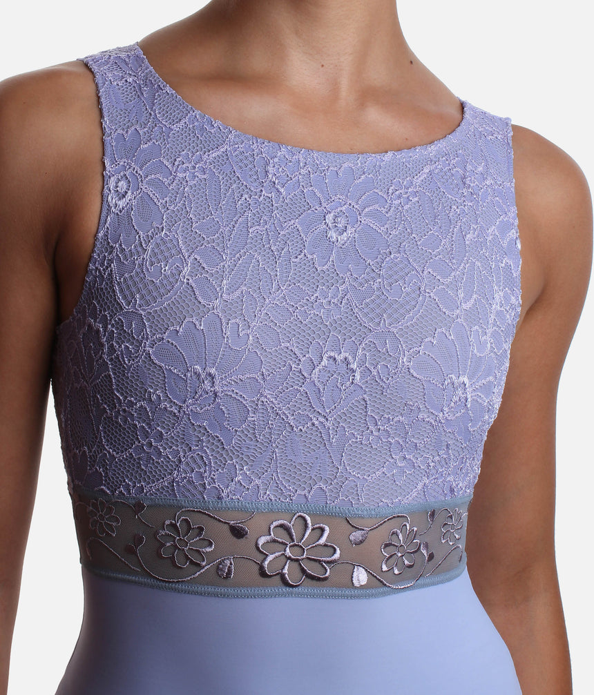 Elegant VIOLETTA Lace Ballet Leotard with Floral Embroidery - IRIS GL