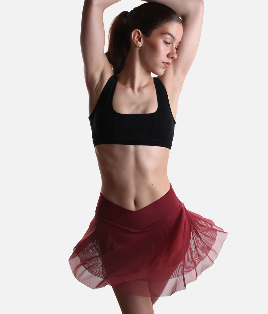 Flowy High-Waisted Skirt with Crisscross Hourglass Waistband - JULIET SKORT