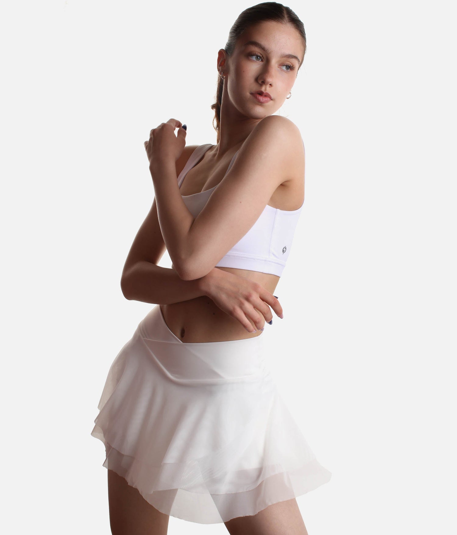 Flowy High-Waisted Skirt with Crisscross Hourglass Waistband - JULIET SKORT