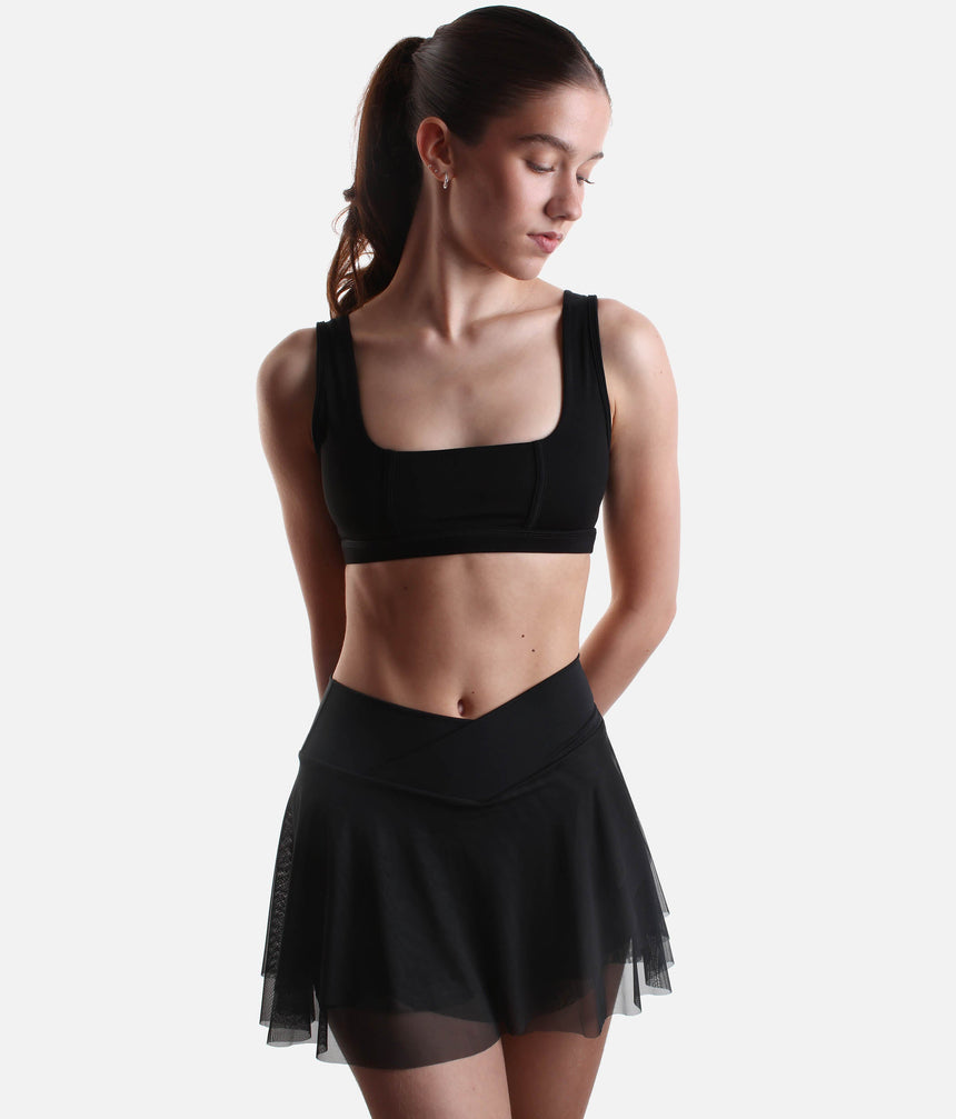 Flowy High-Waisted Skirt with Crisscross Hourglass Waistband - JULIET SKORT