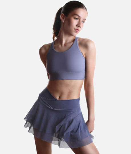 Flowy High-Waisted Skirt with Crisscross Hourglass Waistband - JULIET SKORT