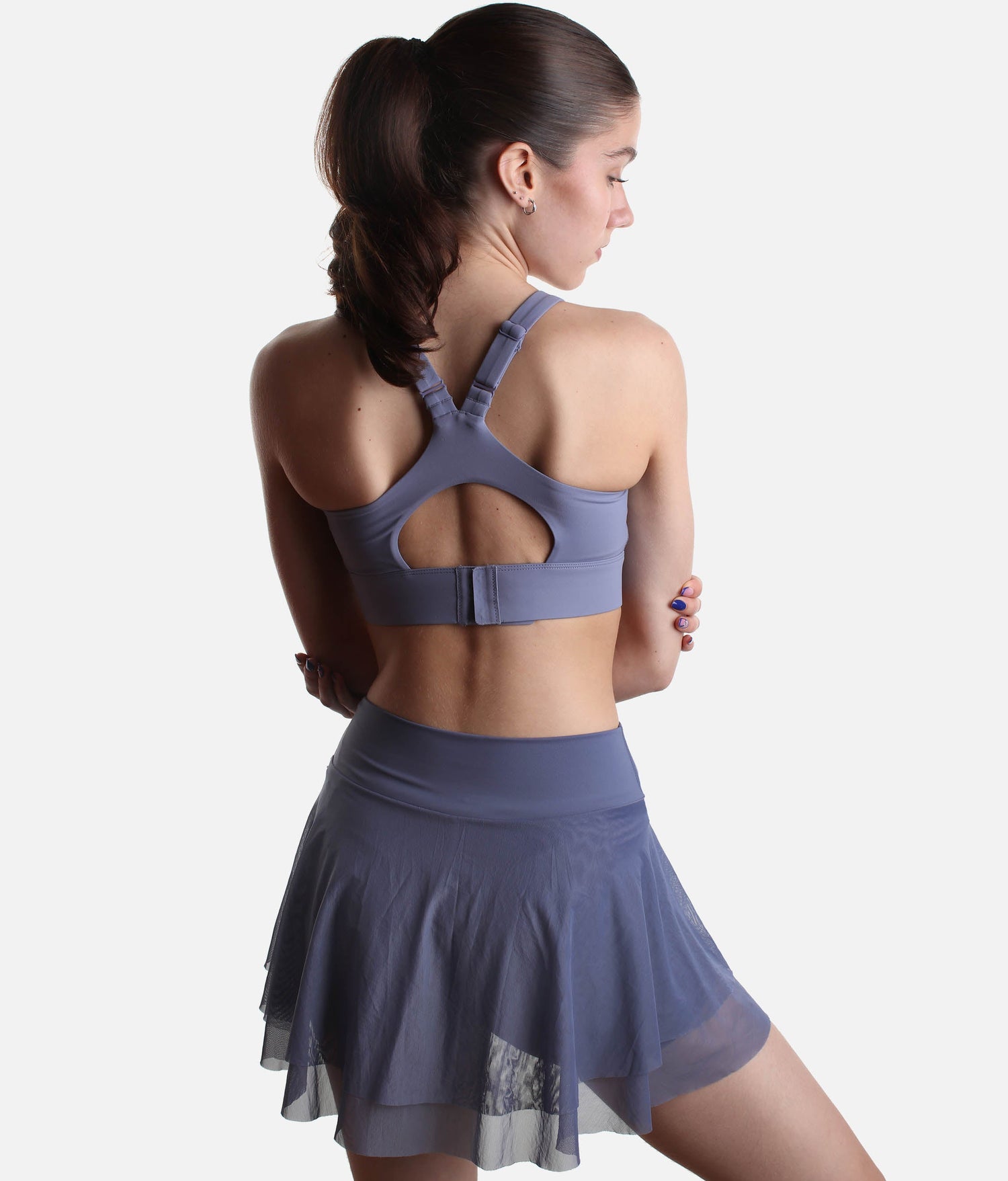 Flowy High-Waisted Skirt with Crisscross Hourglass Waistband - JULIET SKORT